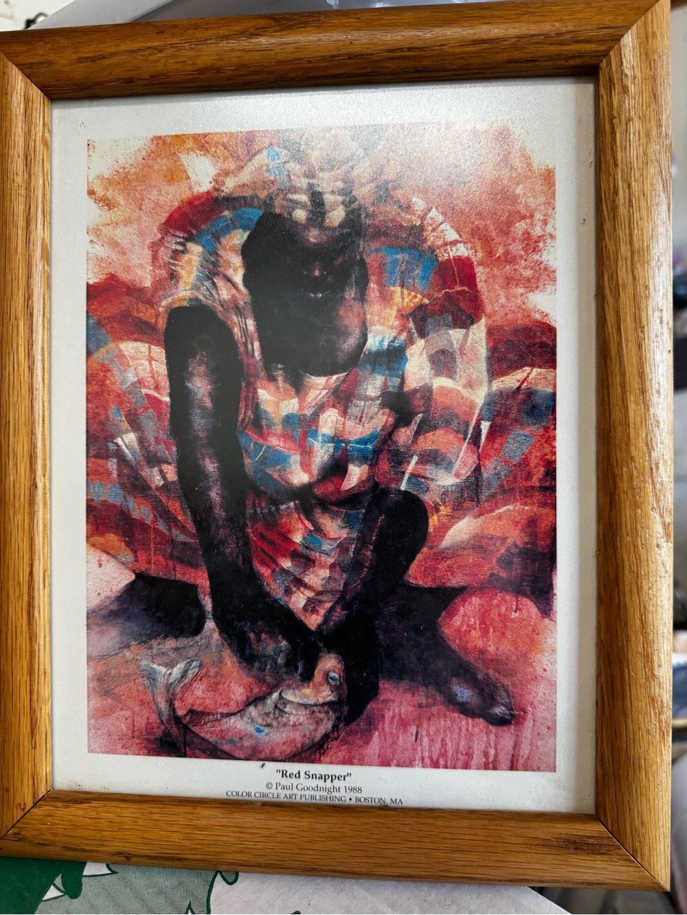 Framed 'Red Snapper' by Paul Goodnight Home Art Print in Red and Blue